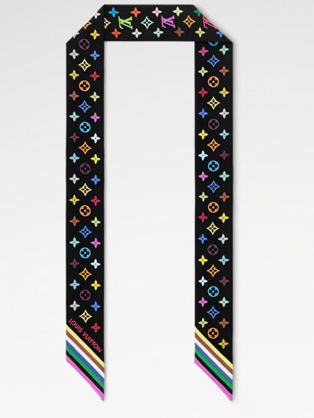 Louis. Vuitton. Multi-Color Signature Monogram Twilly T.M. L.E. Scarf
